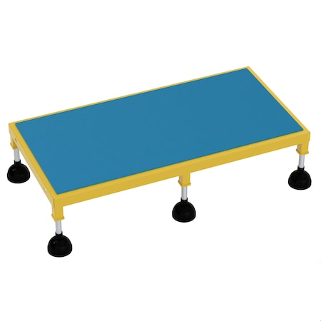 Vestil Portable Adj. Stand, 24x48, Low Ergo Deck, 8.75 Overall Height, Steel, Yellow PAHT-L-2448
